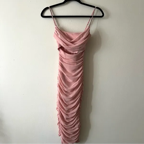 Oh Polly CORSICA Embellished Strap Cut Out Midi Dress in Rose size 0 - Image 4