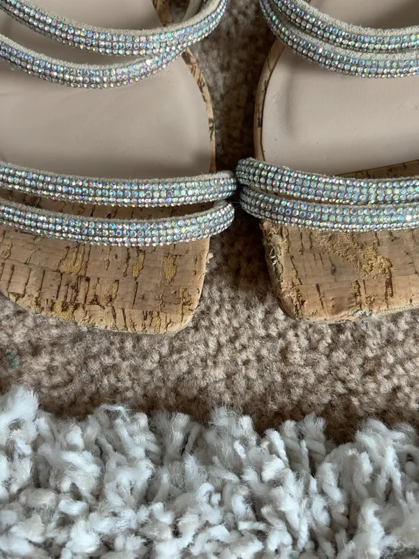 Cityclassified Rhinestone Cork Flat Slide Sandals Size 7 - Image 5