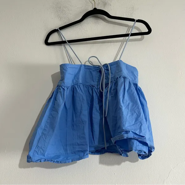 SNDYs Serina Tie Strap Blue Cotton Tank Top XS Summer Festival Going Out - Image 6