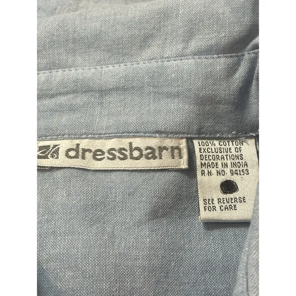 90s Teacher Embroidered School Theme Dressbarn Blue Button Up Long Sleeve Top L - Image 6