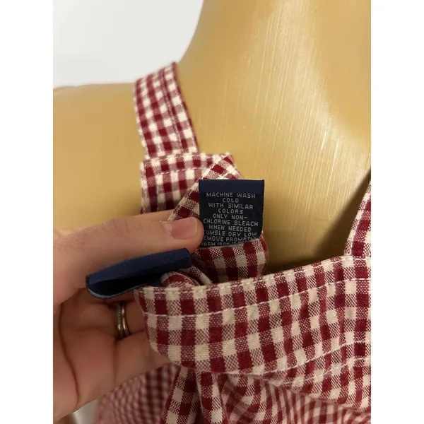 Mountain Lake Casuals Red Gingham Cotton Pinafore Overall Dress Womens Medium - Image 8