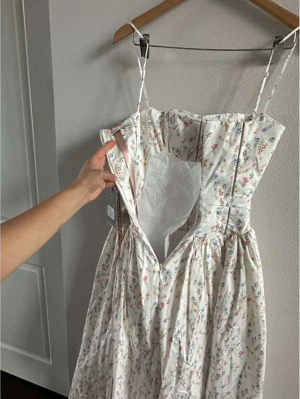 HOUSE OF CB Ysabella White Posy Print Cotton Maxi Sundress NEW Size XS - Image 8