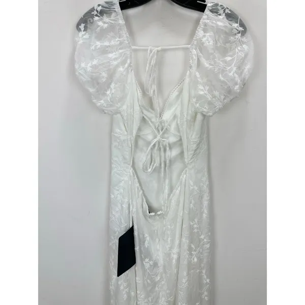 Lulus Blossoming with Charm White Embroidered Tie-Back Midi Dress XL NWT - Image 11