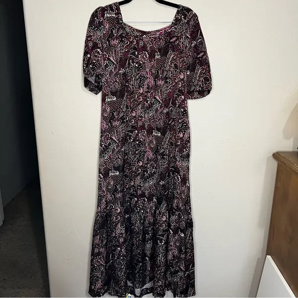 Maeve by Anthropologie Lisabetta Purple‎ Paisley Square Neck Petal Sleeves Dress - Image 8