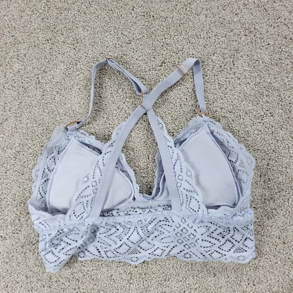 Aerie Lace Bralette Womens S Blue Padded Adjustable Crossed Strap Lingerie Top - Image 3