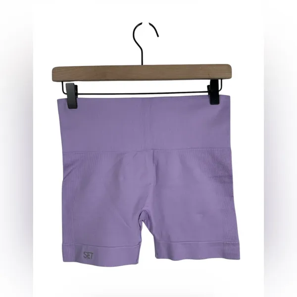 SET Active Sculptflex Bike‎ Shorts Medium Purple High Rise Seamless Workout - Image 3