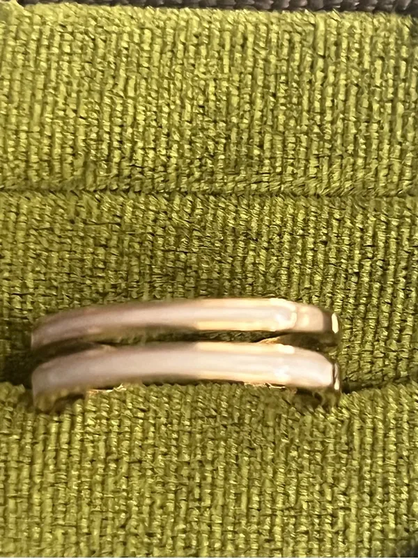 Gold and White Enamel Double-Band Women's Adjustable Ring Size 6-9 - Image 2