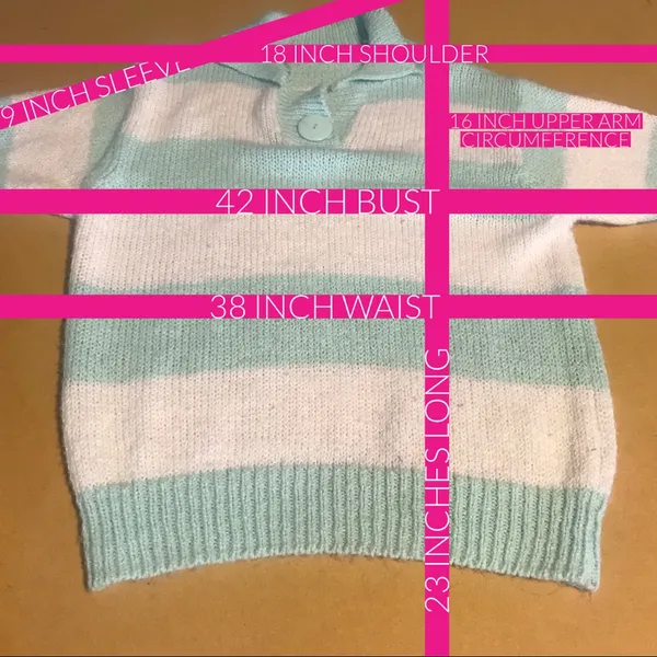 Vintage 1980'S Jason Maxwell Blue And White Striped Sweater (L) - Image 7