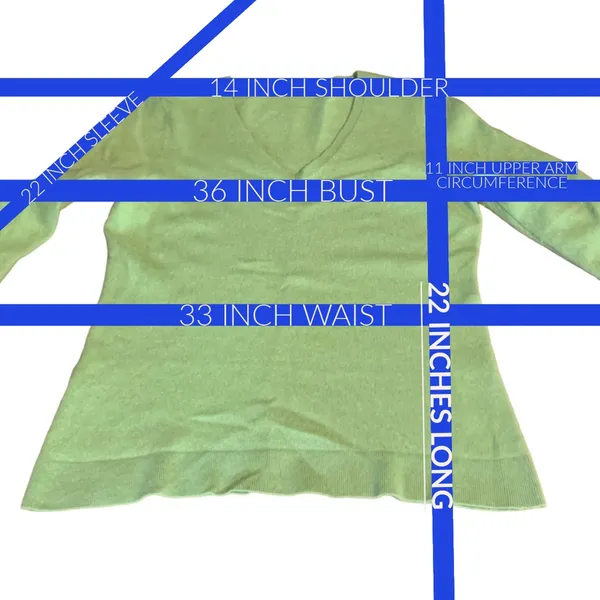 Ann Taylor Green Pure Cashmere Knit Pull Over V-Neck Sweater (L) - Image 10