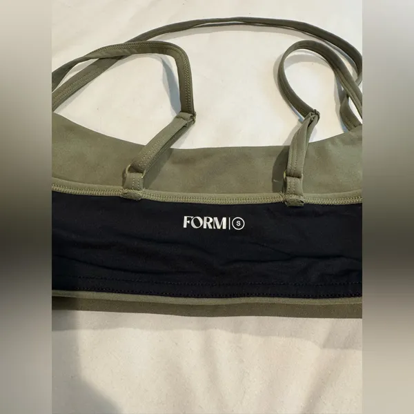 FORM Sami Clark Double Strap Green Sport Bra in Camp size S - Image 4