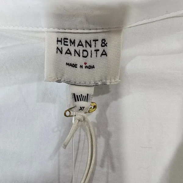 HEMANT AND NANDITA Lani Palm Mini Dress in White XS - Image 9