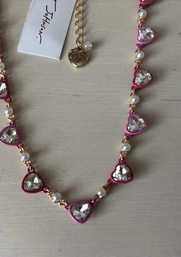 NWT Betsey Johnson Pink Stone Heart Collar Necklace - Image 2