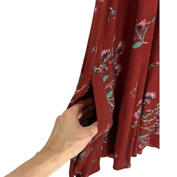 Free People Tree Swing Tunic Tank Mini Dress Crimson Floral Size XS Boho‎ - Image 10