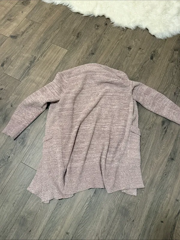 Barefoot Dreams Open-Front Plush Cardigan neutral tan - Image 4