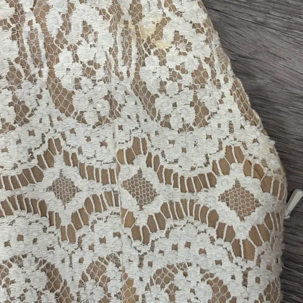 VTG 90s NiteLine White Lace Beaded Tan Mini Dress 2‎ Bridal Goth Witchy Coquette - Image 16