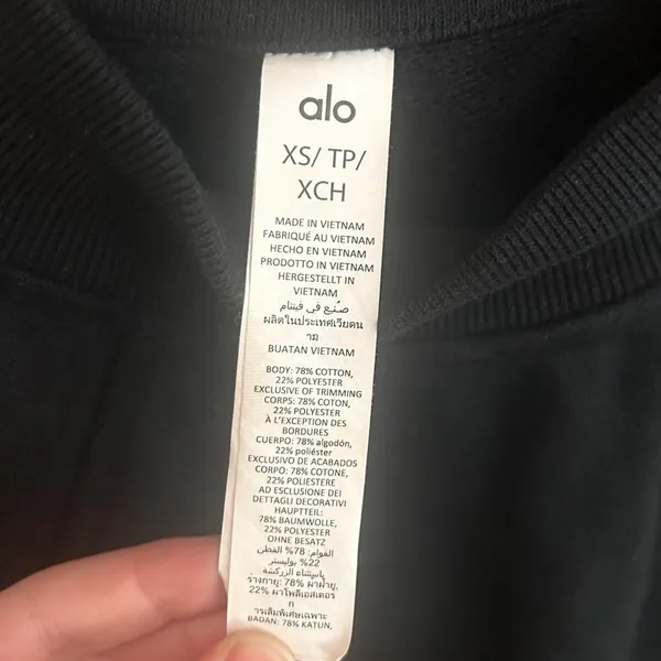 Alo Yoga Heavy Weight Free Time Crew Neck Pullover - Black Size XS NWT - Image 6