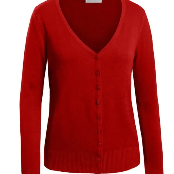 Cielo Jeans USA RED Ribbed Crewneck Button Down Classic Small Sweater Cardi - Image 2