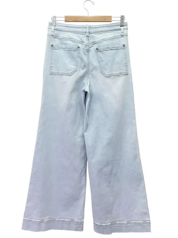 Maeve Anthropologie Jeans Sz 29 Light Wash High Rise Wide Leg Crop Stretch Denim - Image 3