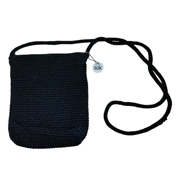 The Sak Black Crochet‎ Crossbody Bag Small Purse Woven Casual - Image 2