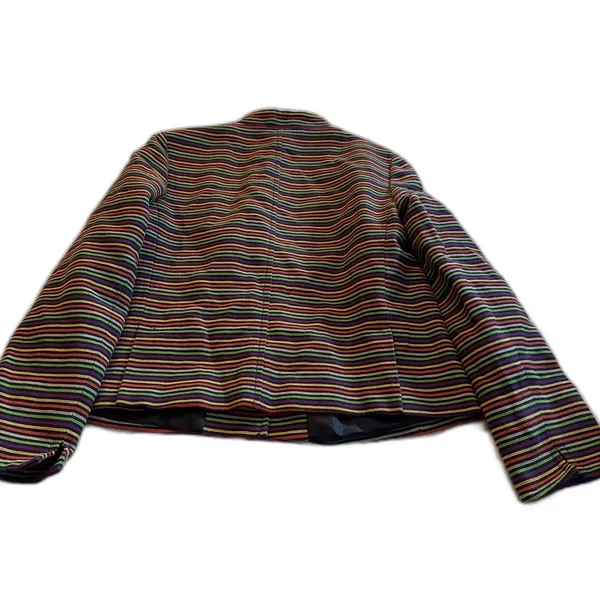 Talbot's Multicolor striped Long Sleeve Button Front Mandarin Collar Blazer 12 - Image 2