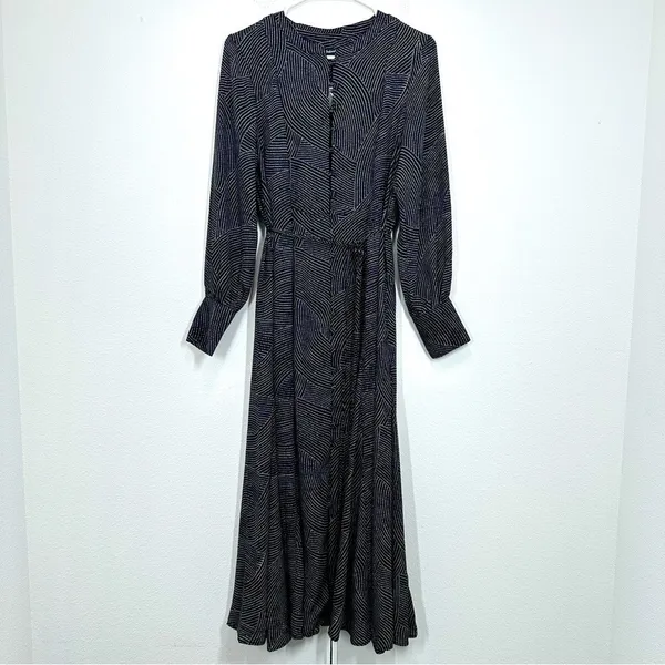 Madewell Tie-Waist Midi Dress in Dot Blouson Shirt Dress Button Down Casual NWT - Image 2