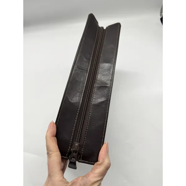 Longines Brown Leather Clutch Bag Vintage Logo Old Money - Image 4