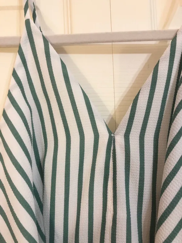 Gianni Bini Green and White Striped Romper - Image 2