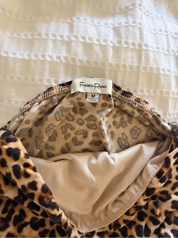Faded Rose Leopard Print Strapless Tube Top - Brown & Black - Image 4