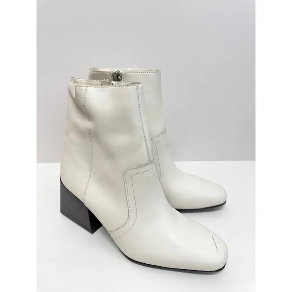 Blondo Boots Salome Ivory‎ Leather Waterproof Block Heel Ankle Booties Size 6.5 - Image 3