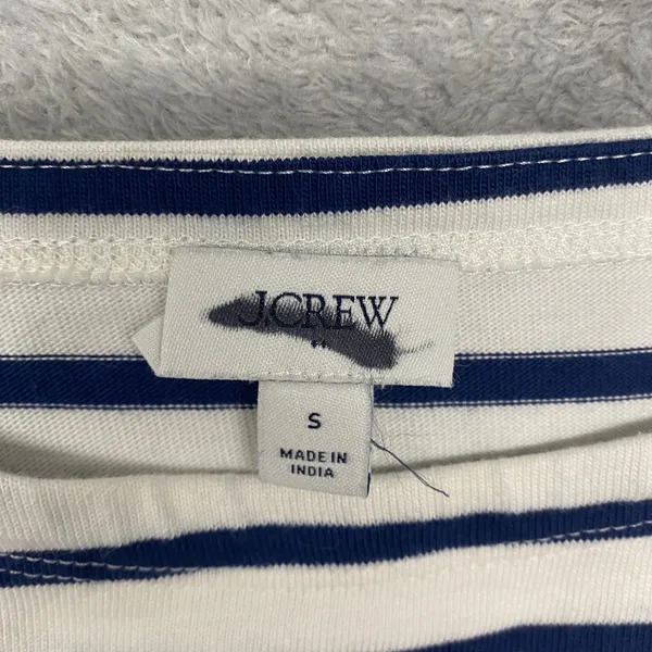 J Crew Top Womens Small‎ Blue Striped Boatneck Top Heart Elbow Patches Nautical - Image 4