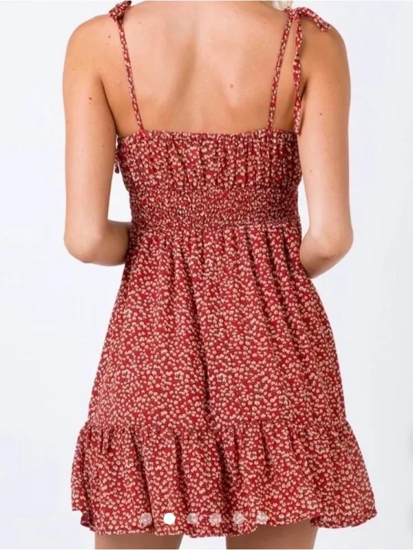 Princess Polly Rust Red Floral Tie-Strap Mini Dress - Image 2