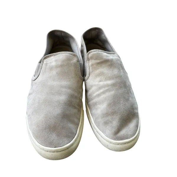 Tory Burch Max Slip On Sneakers‎ 9.5 Grey Suede Leather Casual Designer Shoes - Image 2