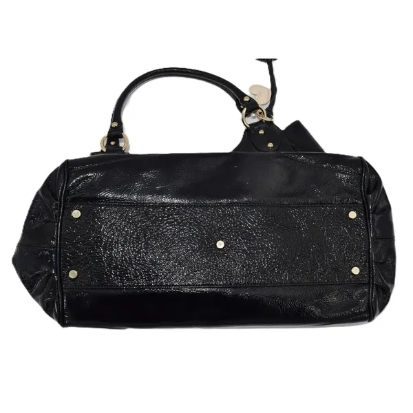 Charles David Hobo Bag Womens Large Black Patent Leather EUC Gold Hardware‎ - Image 8