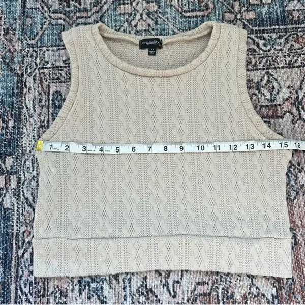 Originality Cable Knit Cropped Tank Top Sleeveless Shirt Size XS - Image 5