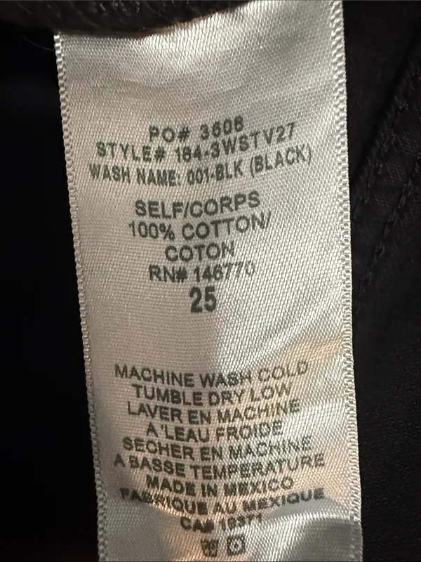RE/DONE Originals 70s High Rise Stove Pipe Jeans 25 Fits 26x25 Black $265 - Image 11