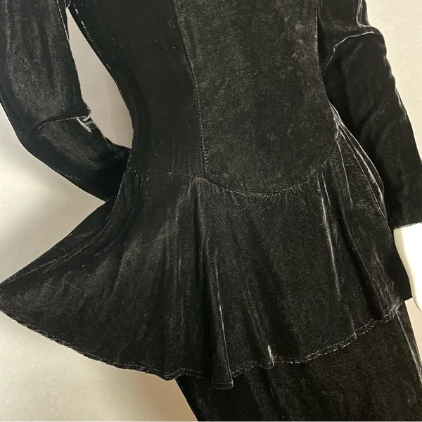 Vintage Scott McClintock Velvet Dress Lace Sequins Peplum‎ 80s 90s Drama Formal - Image 13