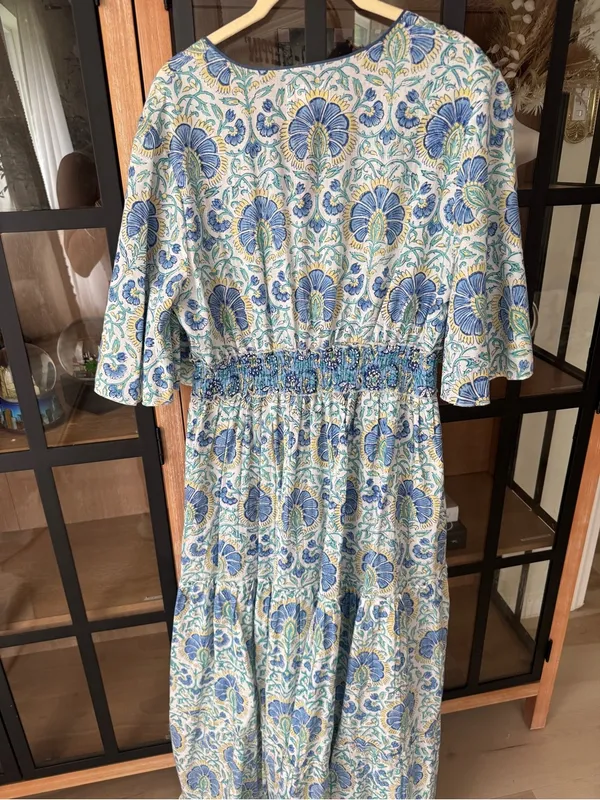 Sohana block print maxi dress cotton Zoey floral smocked tiered ruffle boho - Image 5