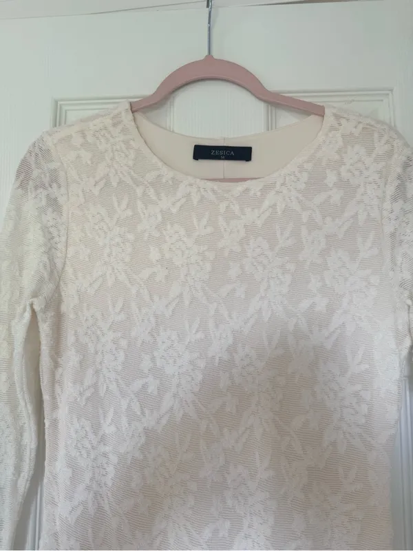 Elegant White Lace Midi Dress - Long Sleeve Women's Dress - Image 3
