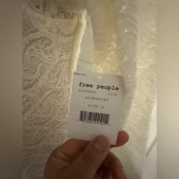 Free people lace long sleeves dress cream color size L cute dress bohemian ✨ y2k - Image 5