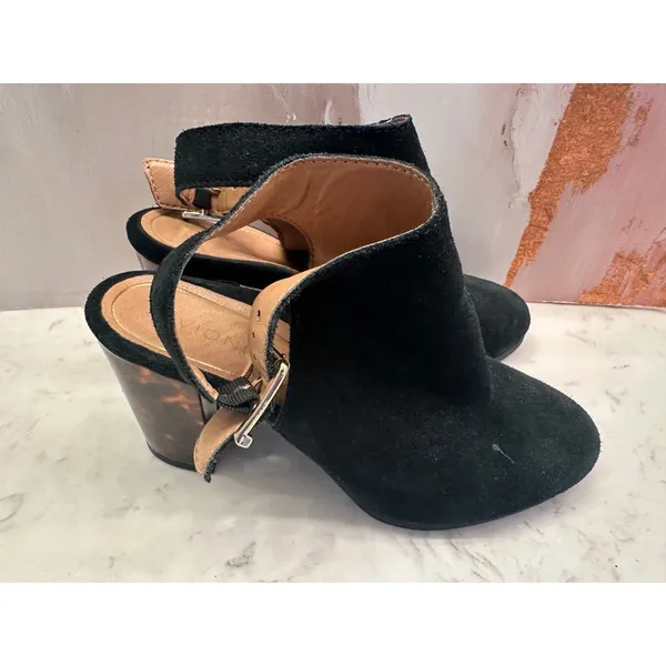 Vionic Lacey Tortoise Black Suede Slingback Block Heel Booties Women Sz 7.5 FLAW - Image 4