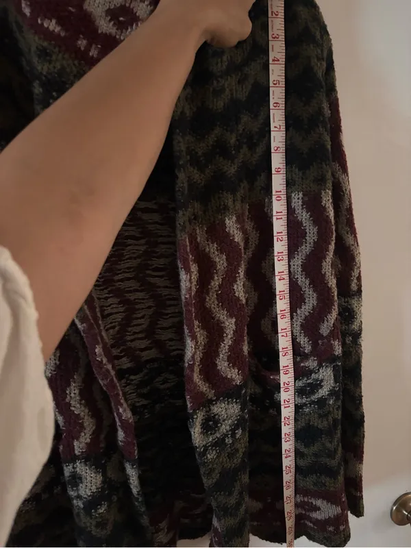 Abercrombie & Fitch Patterned, hooded,Open-Front Cardigan in Burgundy&colors - Image 4