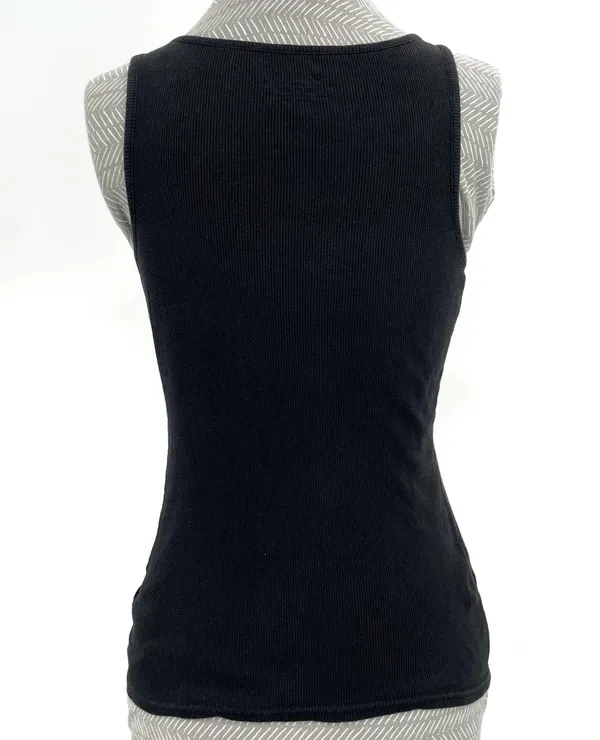 Basic Y2K Black Beater Tank 00s Ribbed Cotton Solid Layering Minimal Masc Size M Size M - Image 4