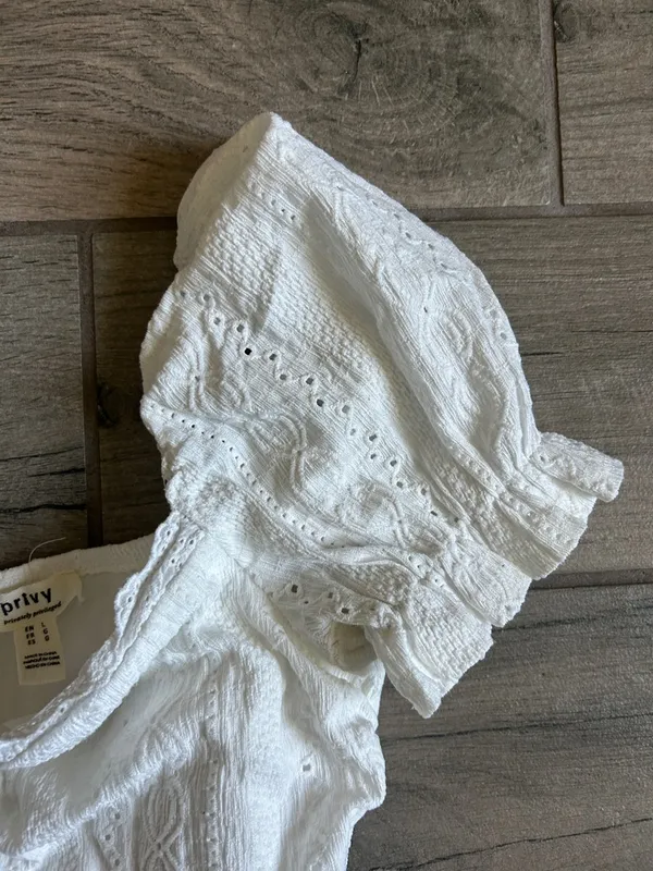 privy White Eyelet Puff-Sleeve Mini Dress - Image 4