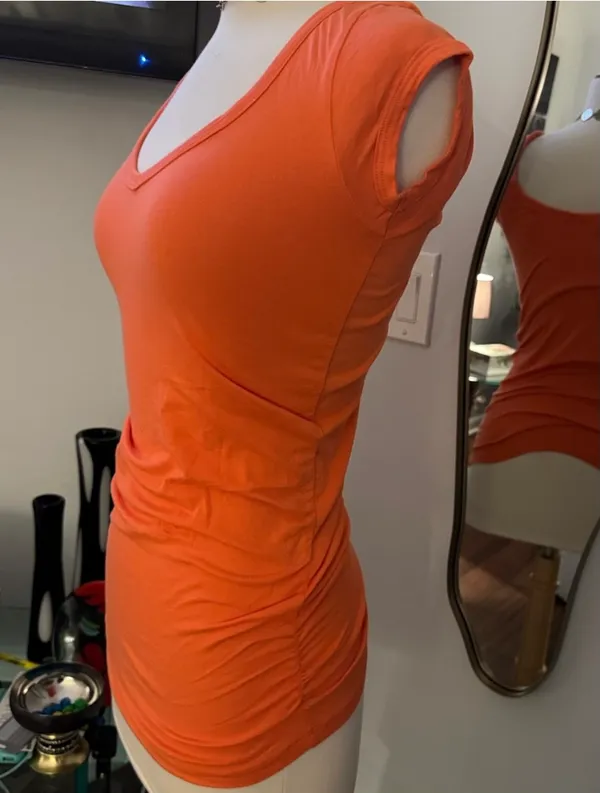 Active USA Coral-Pink Cap-Sleeve Top - Image 3