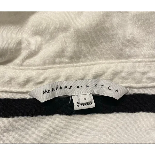 The Nines by HATCH Maternity Dress S Black White Breton Stripe Cotton Polo Prep - Image 4