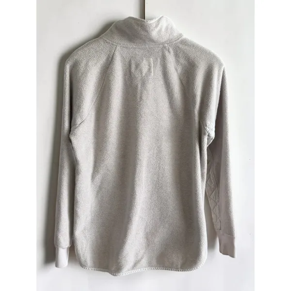 Abercrombie & Fitch Asymmetrical Snap Quilted Fleece Pullover Cream‎ Small - Image 2