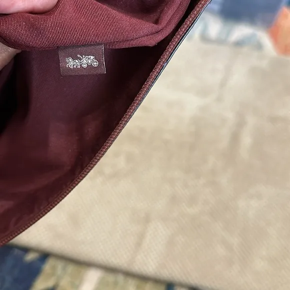 Coach purse insert, wine and gold, small flaws shown in pics, works great - Image 6
