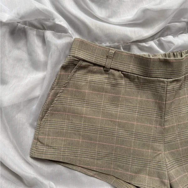 Free Haven Plaid Micro Shorts Tan Size L - Image 2