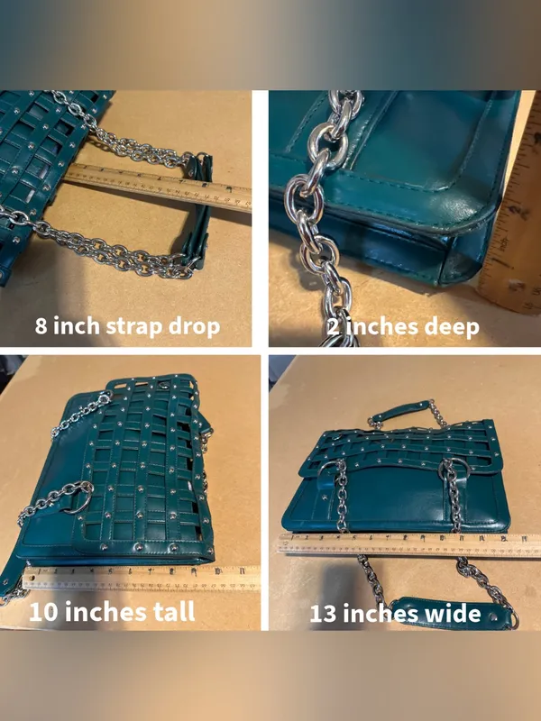 Vintage Y2k Baby Phat Teal Caged Design Chain Shoulder Bag - Image 14