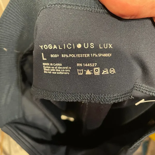 Cute navy yogalicious lux leggings buttery soft stretchy side elastic band - Image 2